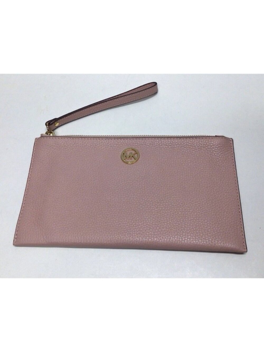 MICHAEL KORS Womens MK Fulton Zip Clutch Wristlet Wallet Pink Leather Gold